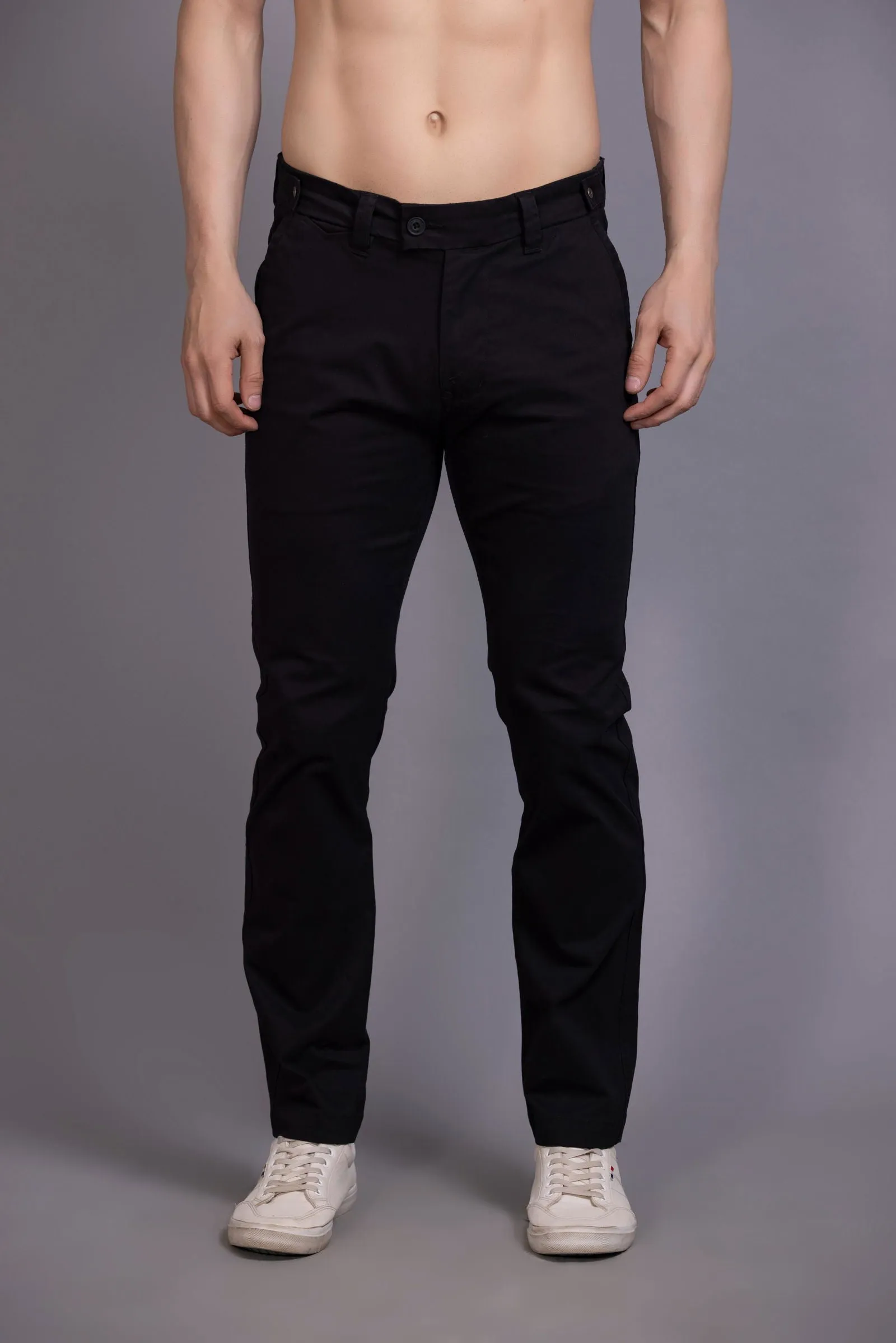 Slim fit cotton chinos-Black
