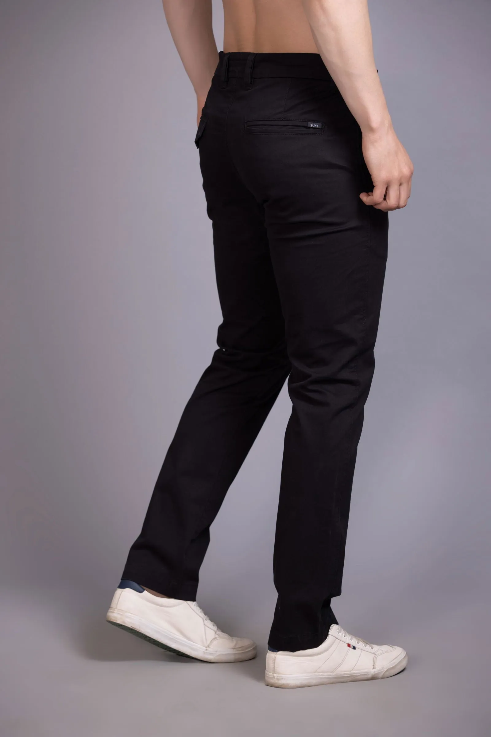 Slim fit cotton chinos-Black