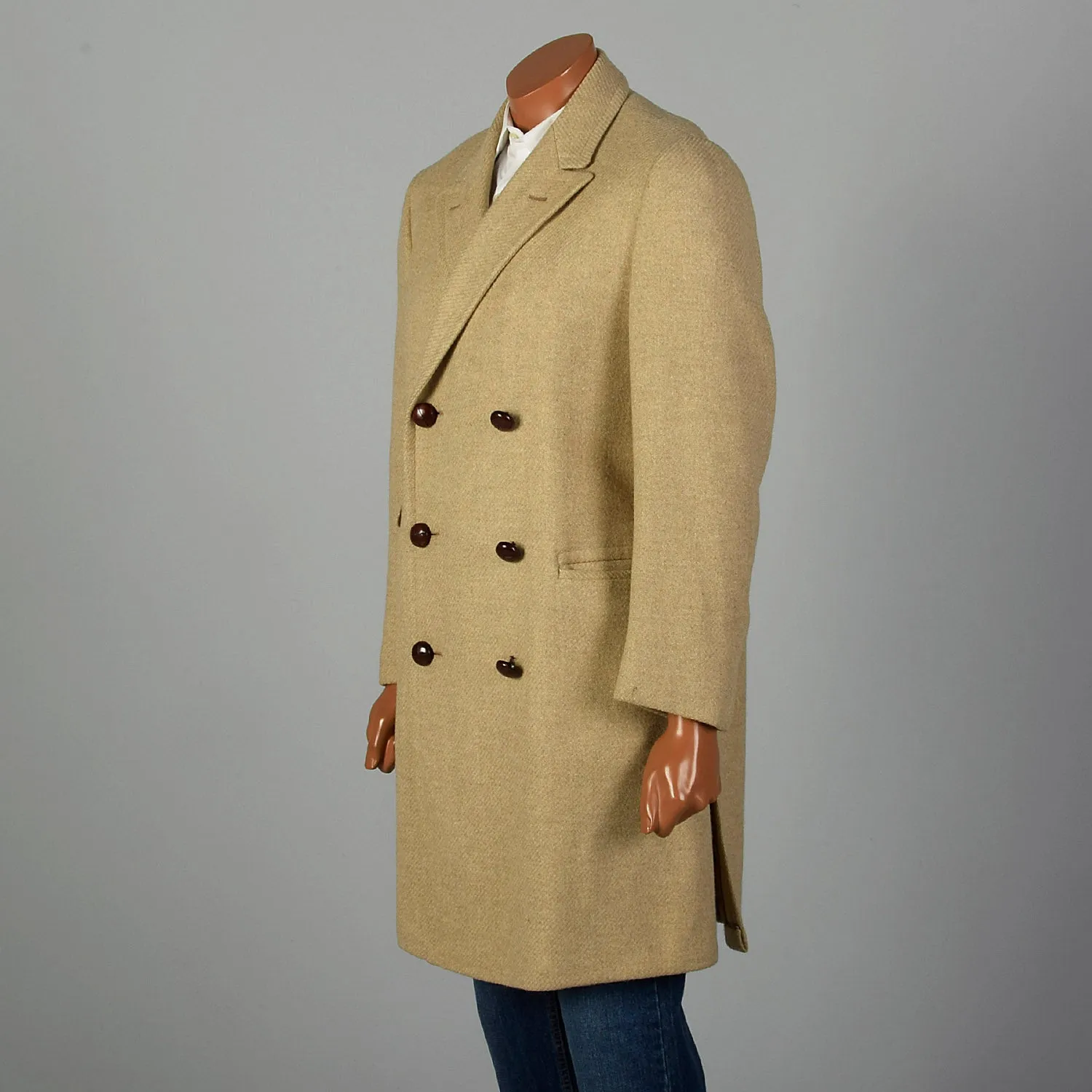 Small 1960s Men's Tan Double Breasted Coat