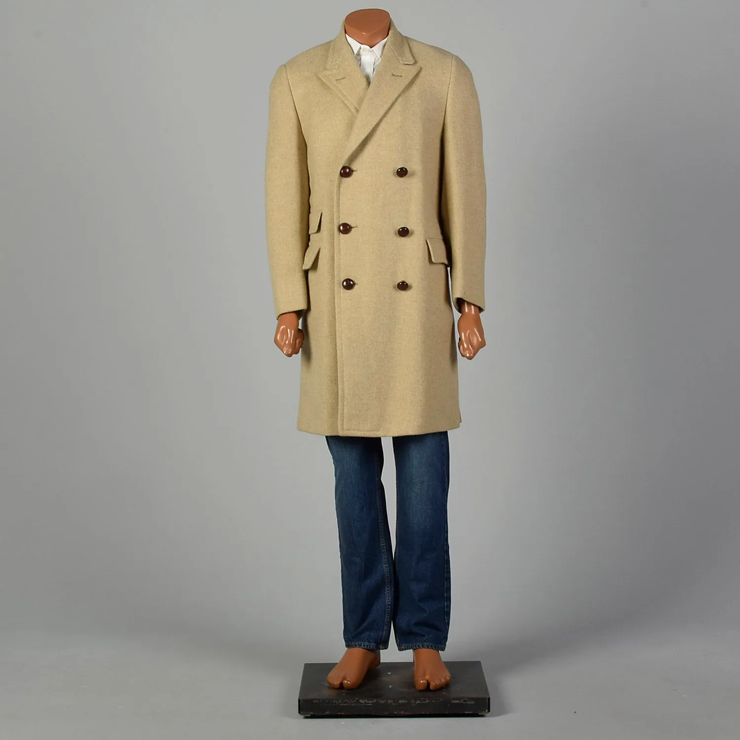 Small 1960s Men's Tan Double Breasted Coat