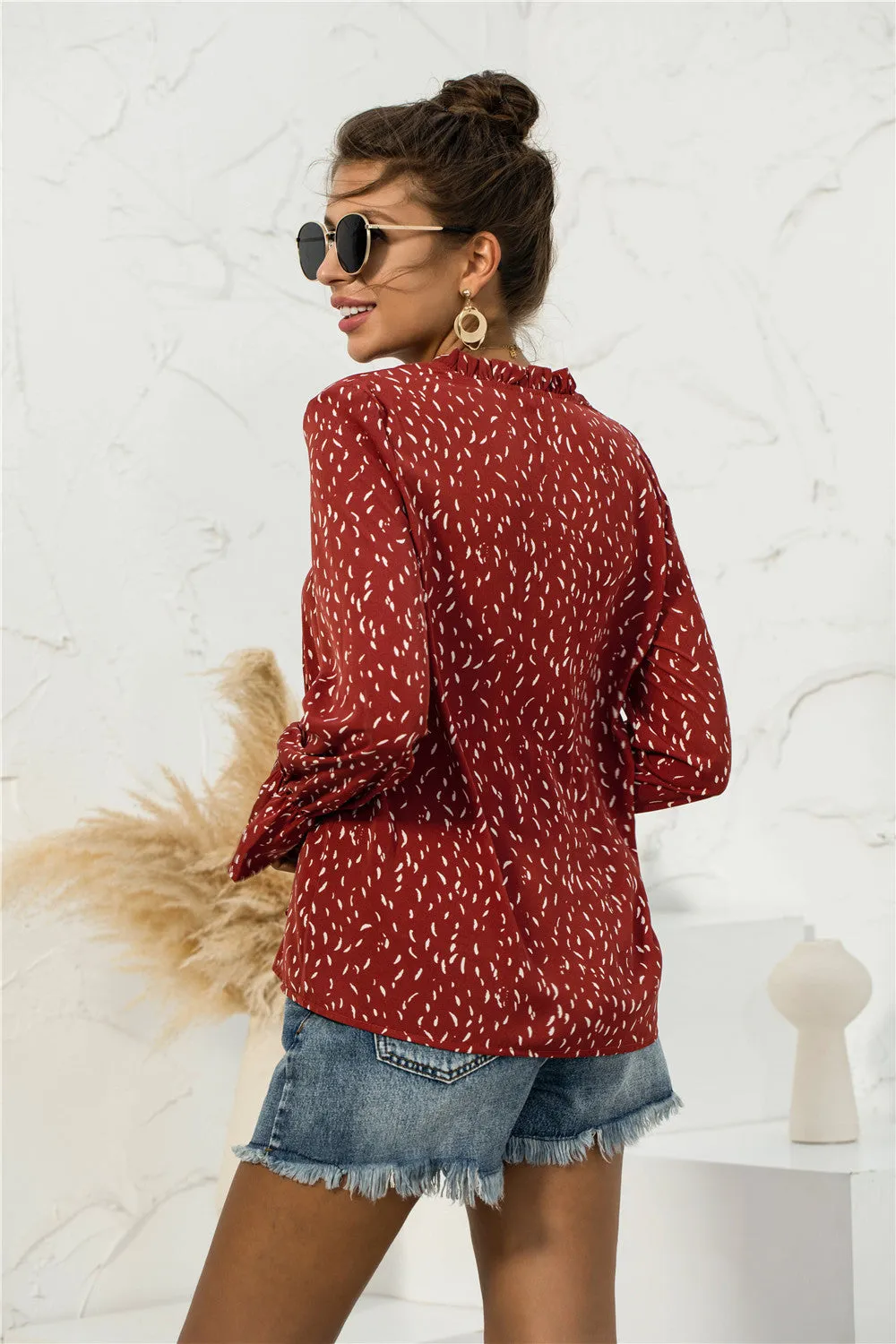 Soft Printed Puffed Sleeve Blouse