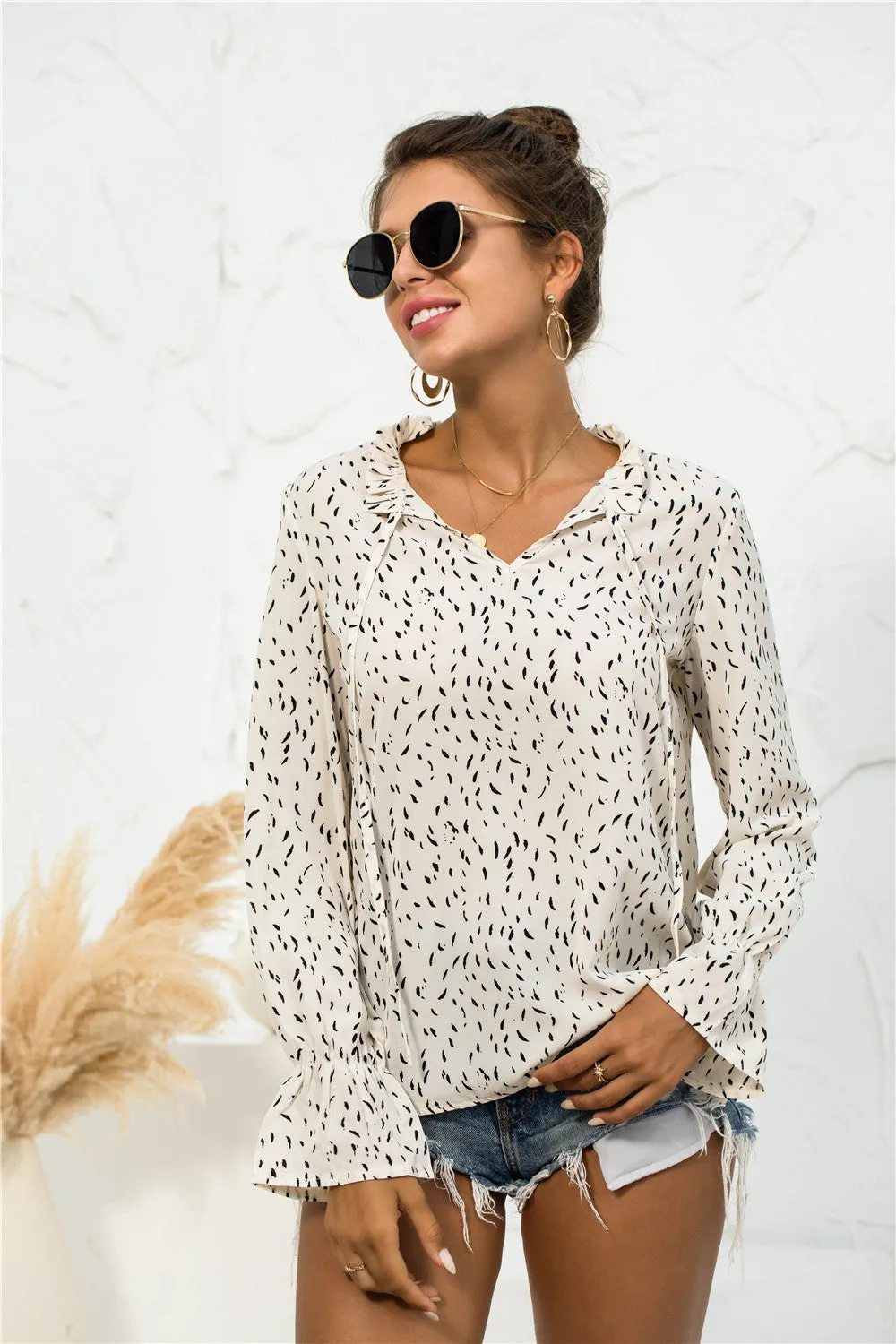 Soft Printed Puffed Sleeve Blouse