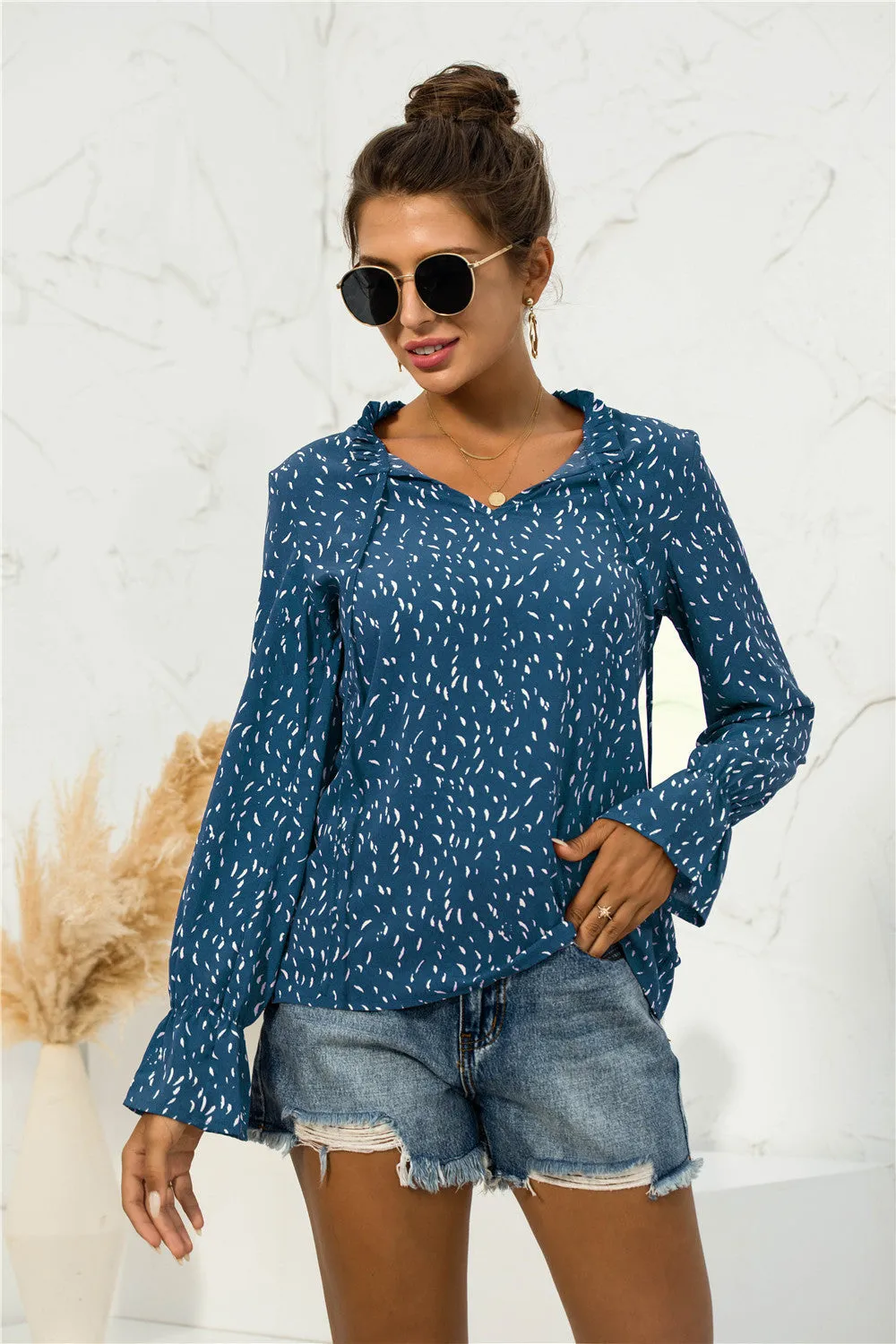 Soft Printed Puffed Sleeve Blouse