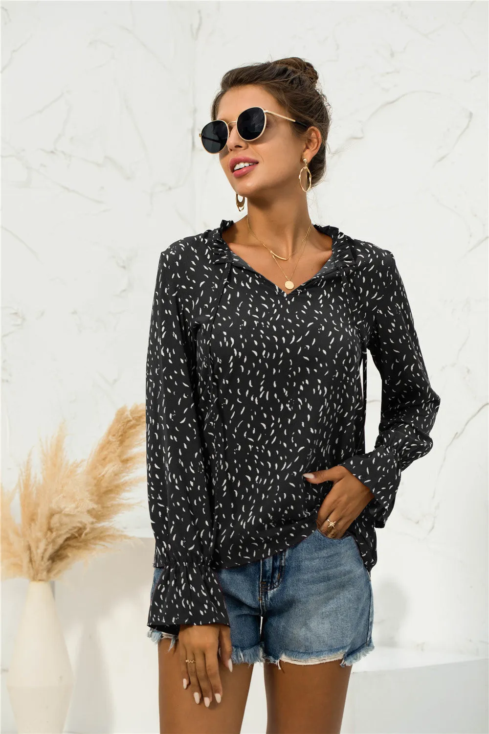 Soft Printed Puffed Sleeve Blouse