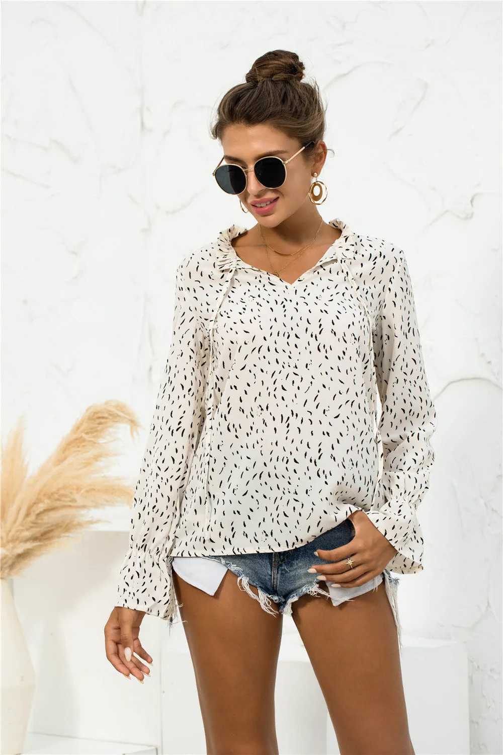 Soft Printed Puffed Sleeve Blouse