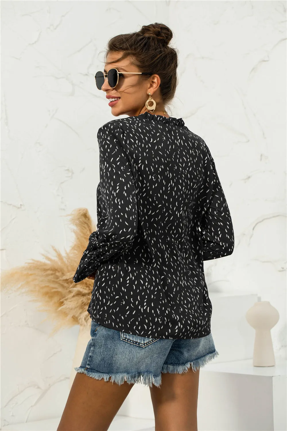 Soft Printed Puffed Sleeve Blouse