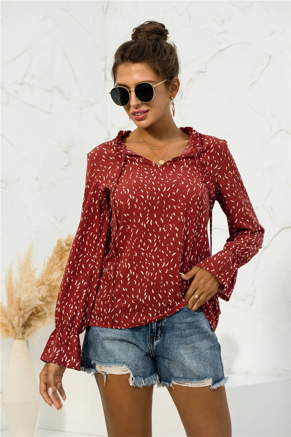 Soft Printed Puffed Sleeve Blouse