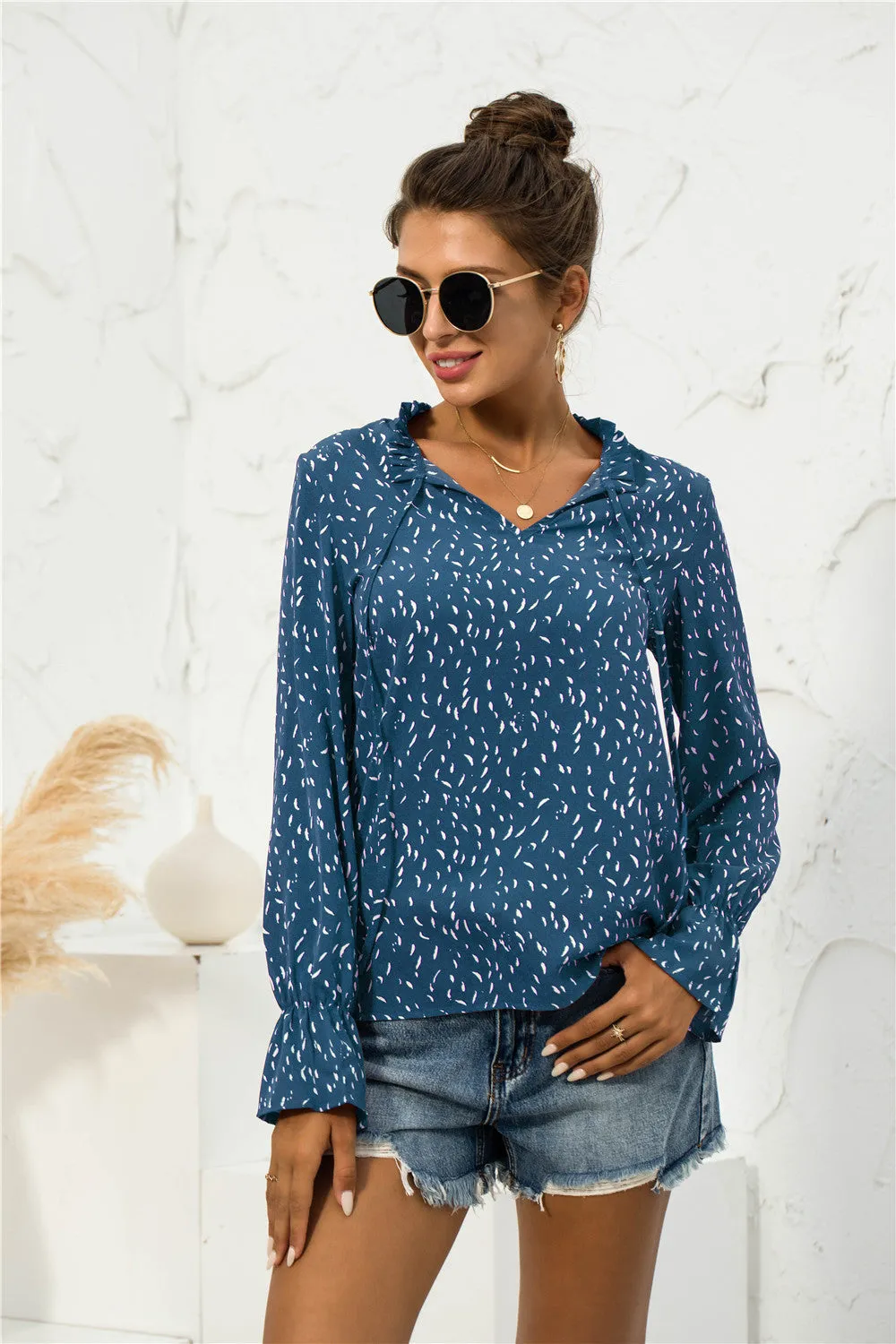 Soft Printed Puffed Sleeve Blouse