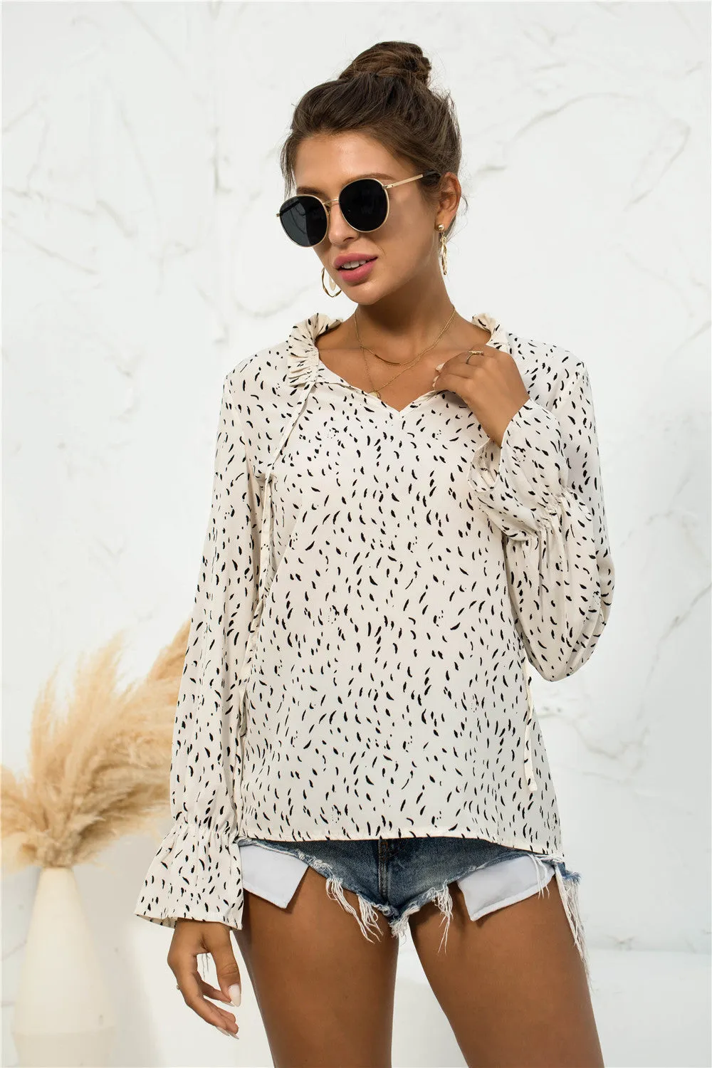 Soft Printed Puffed Sleeve Blouse