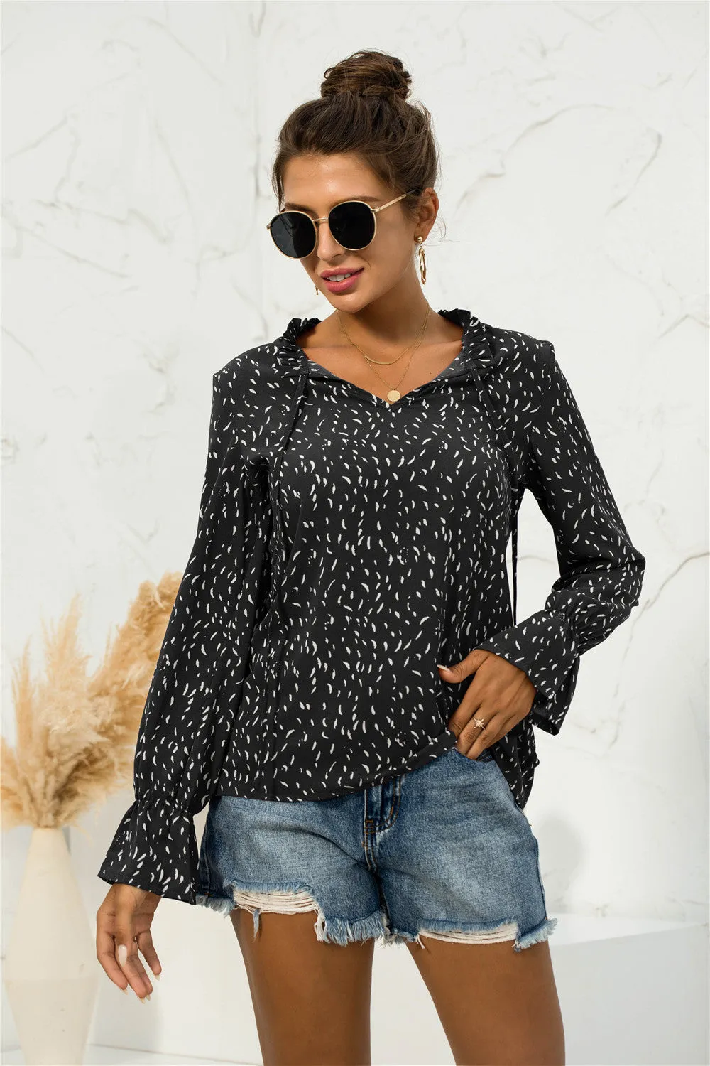 Soft Printed Puffed Sleeve Blouse