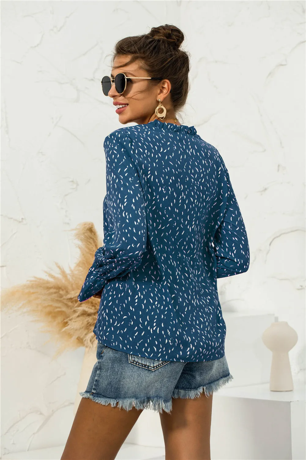 Soft Printed Puffed Sleeve Blouse
