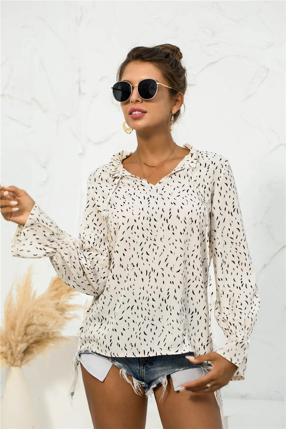Soft Printed Puffed Sleeve Blouse
