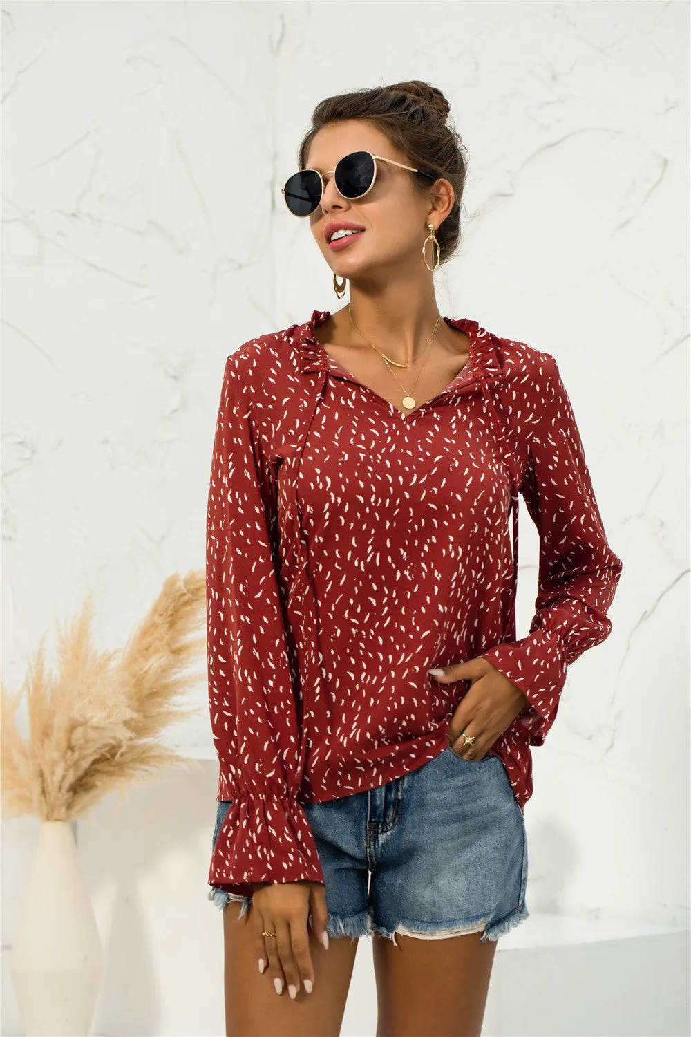 Soft Printed Puffed Sleeve Blouse