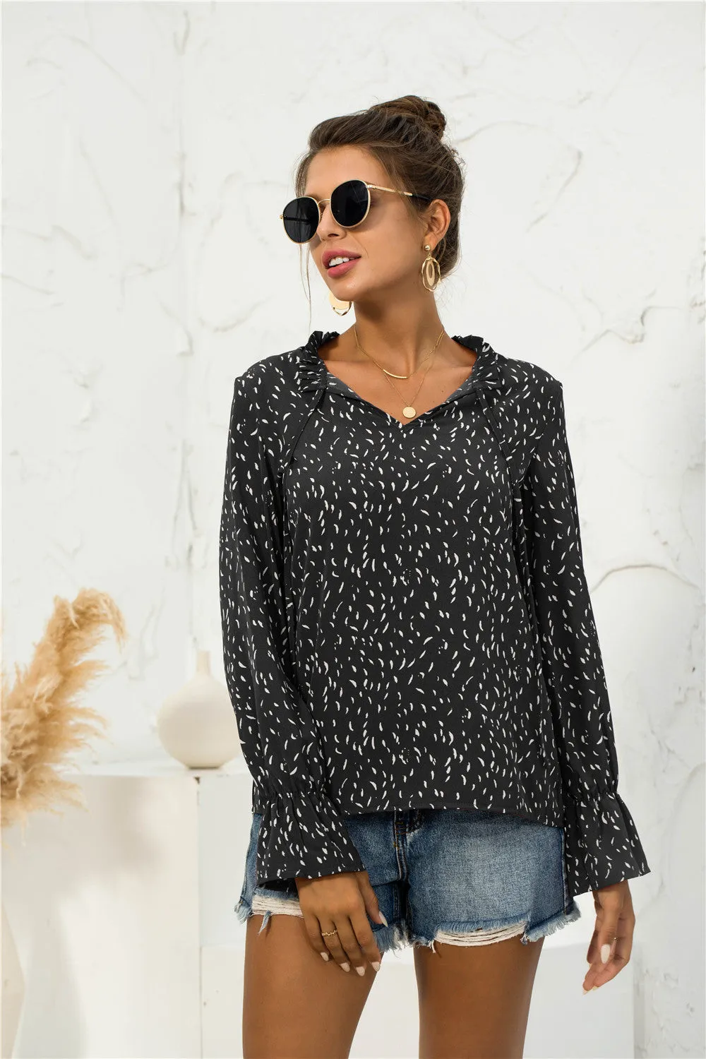 Soft Printed Puffed Sleeve Blouse