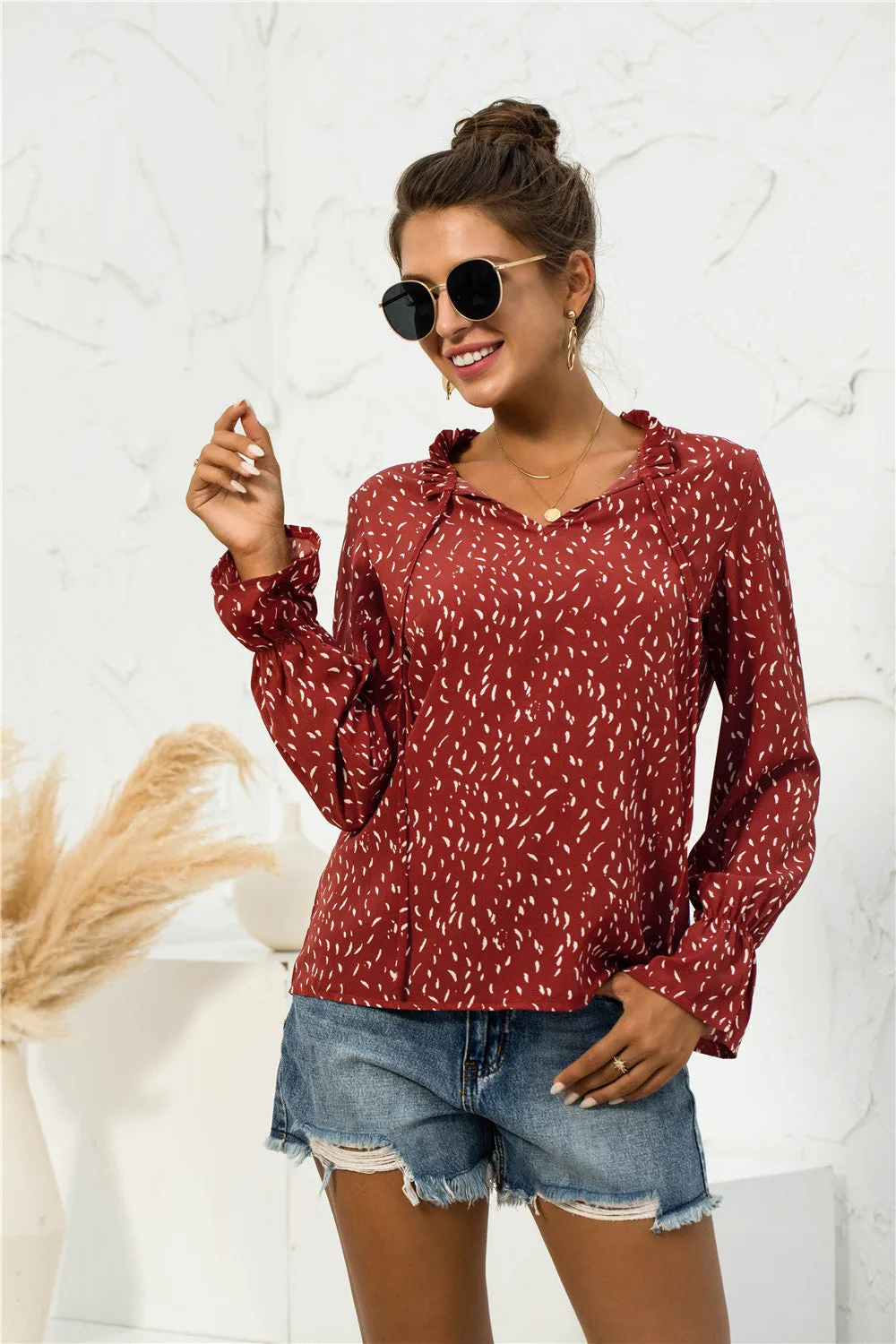 Soft Printed Puffed Sleeve Blouse