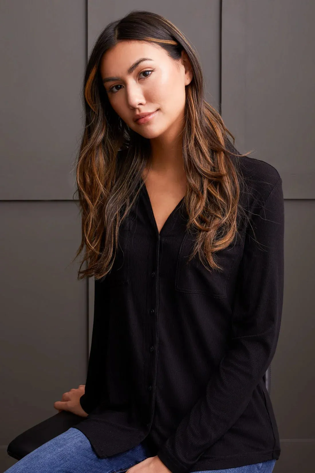 Soft Touch Baby Rib Button-Up Shirt