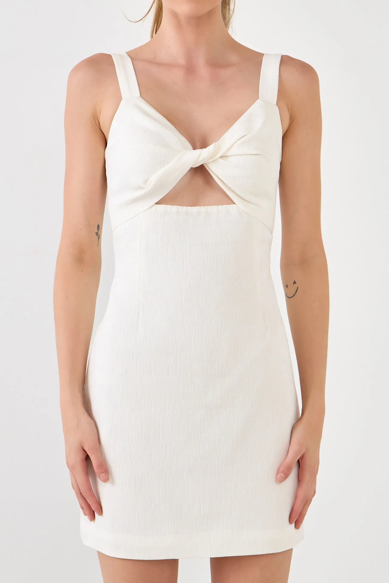 Soft Touch Plisse Twist Mini Dress