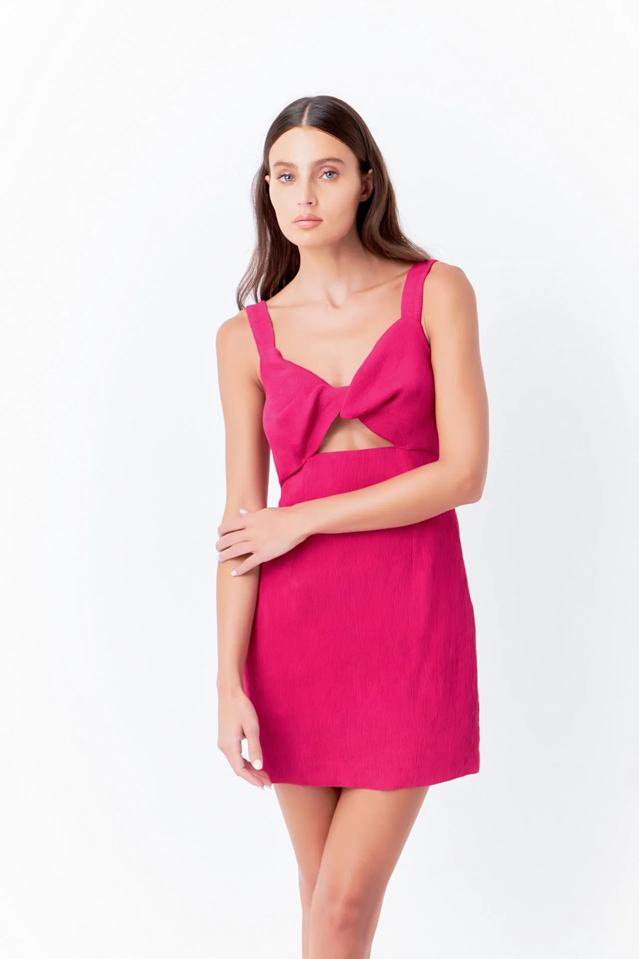 Soft Touch Plisse Twist Mini Dress