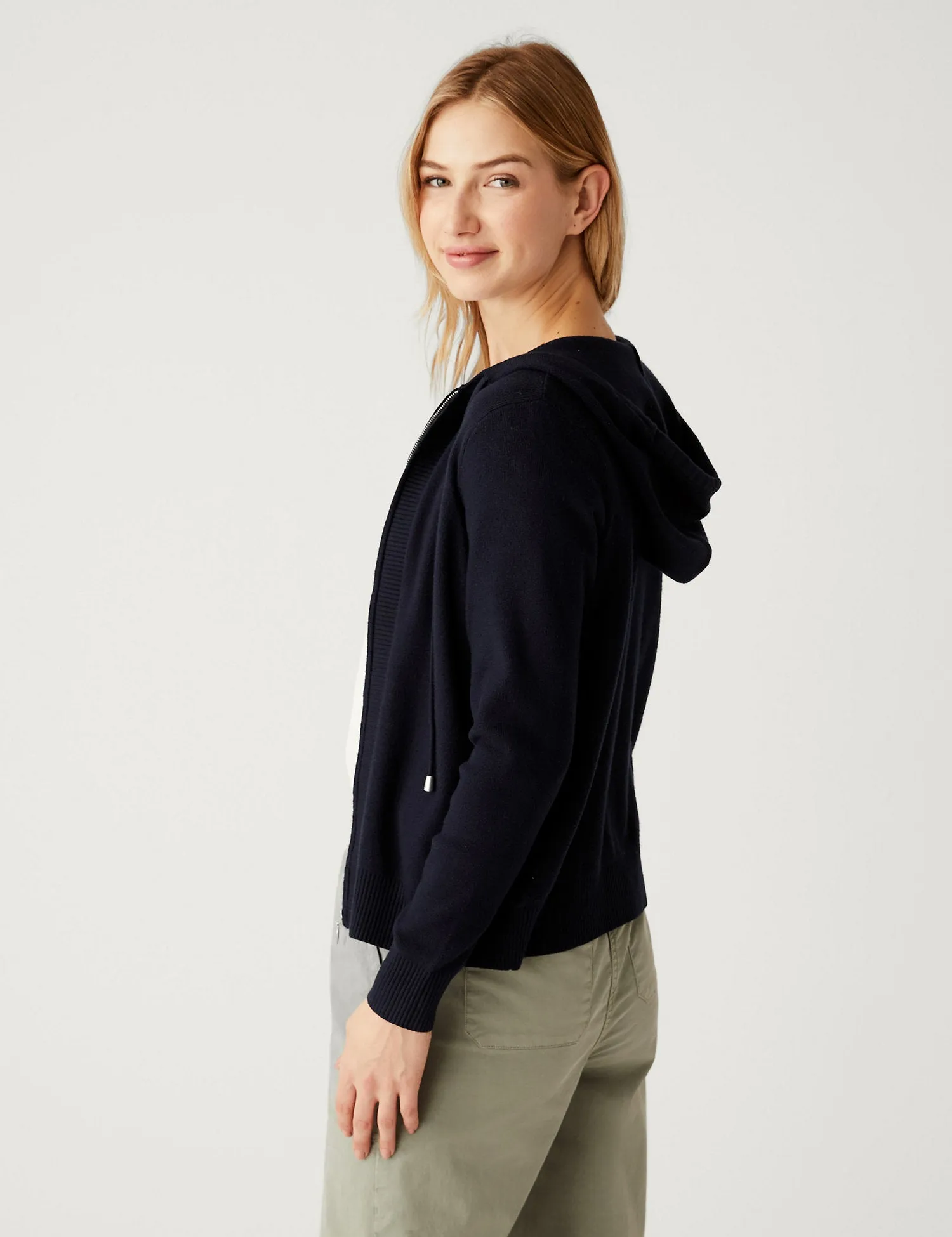 Soft Touch Textured Zip Up Relaxed Hoodie