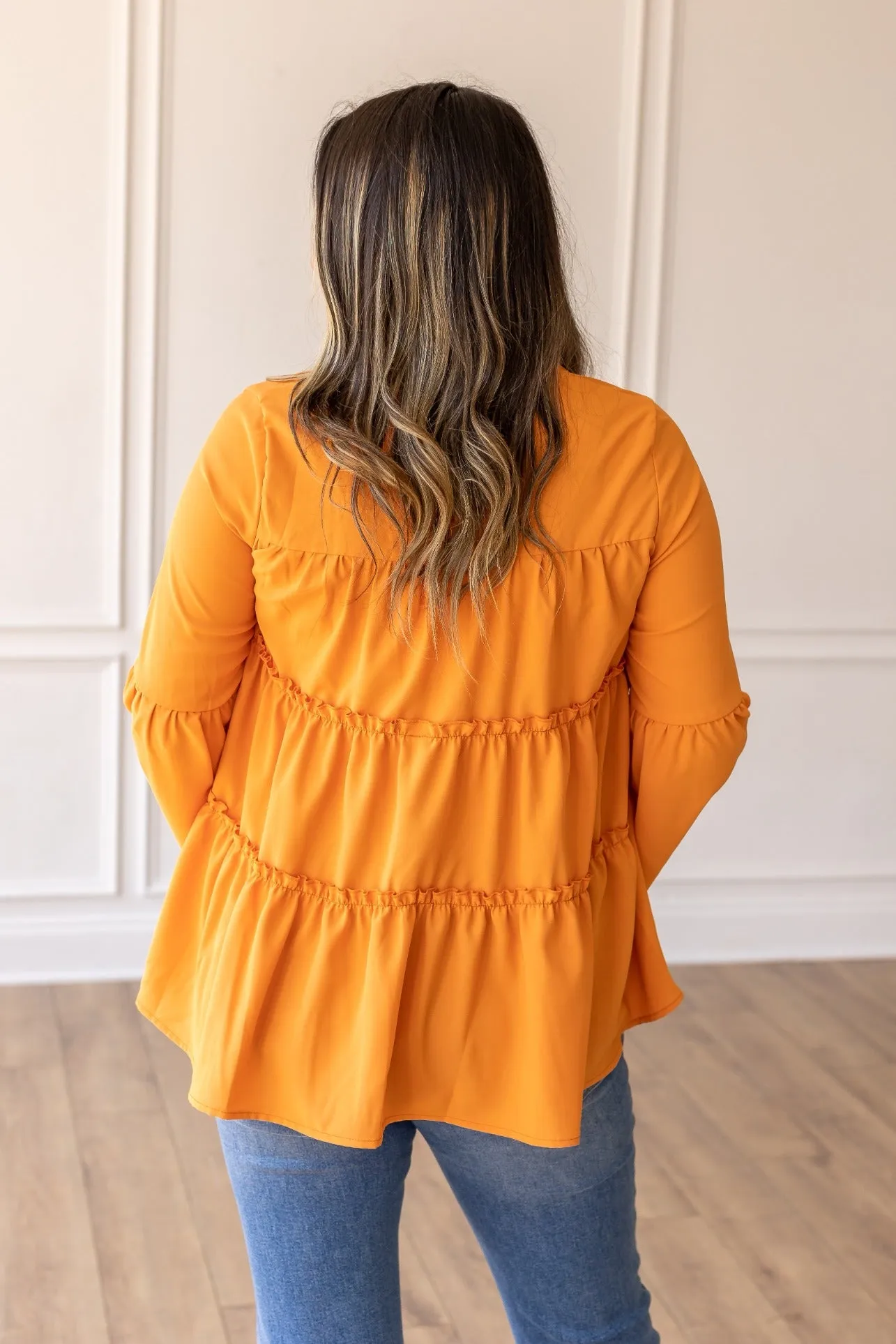 Softest Girly Orange Ruffle Blouse