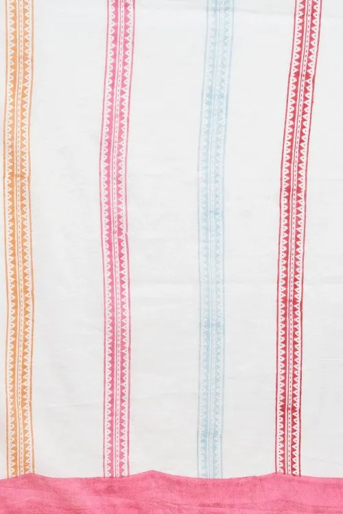Sooti Syahi " California Pink" Block Printed Cotton Saree