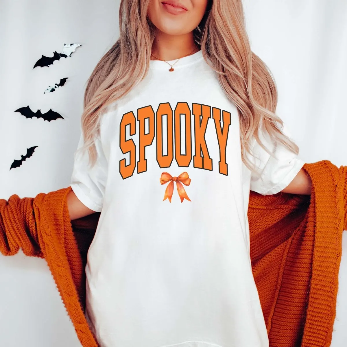 Spooky With Bow Wholesale Comfort Color Graphic Tee - Fast Shipping