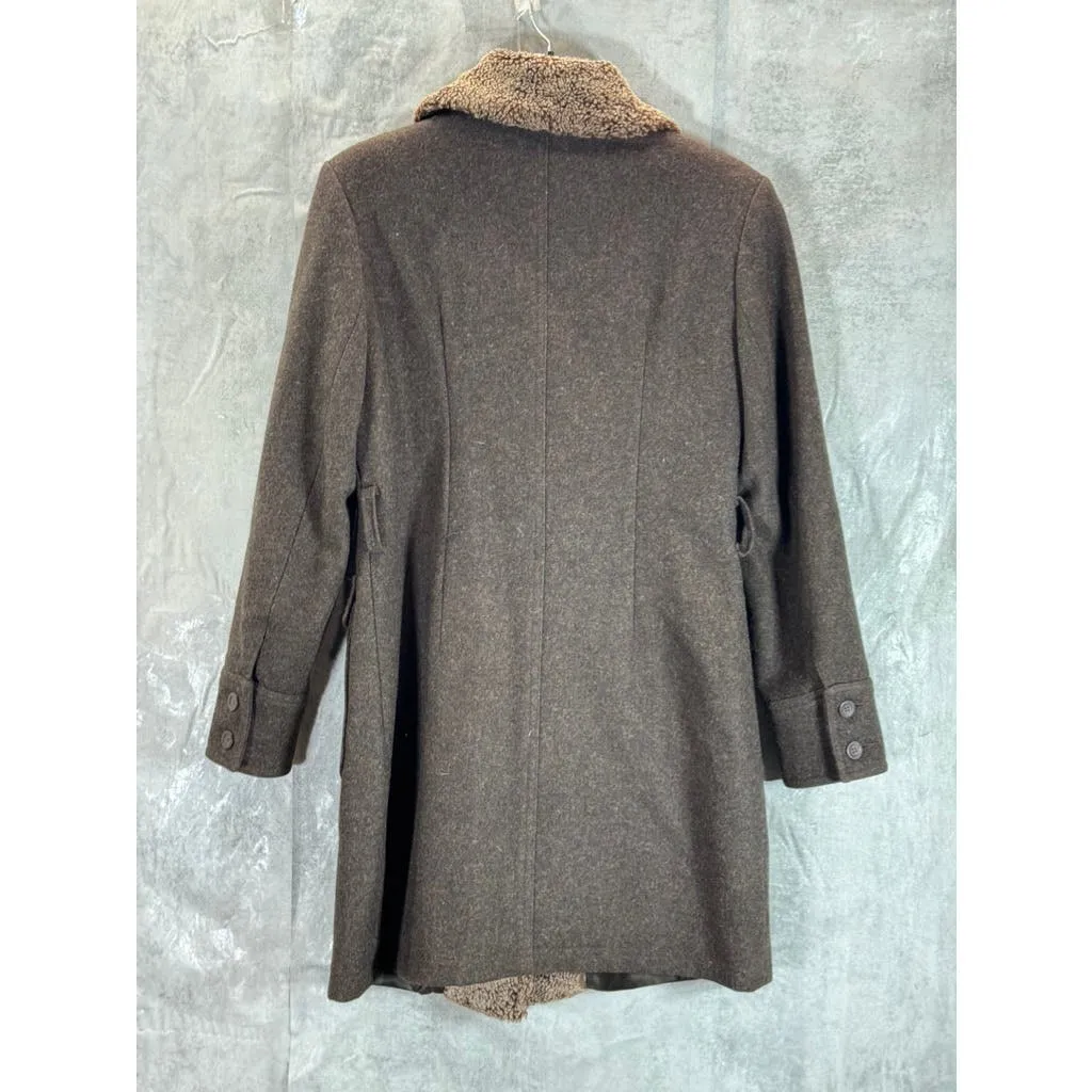 STEPHANIE MATHEWS Women's Brown Wool Sherpa Coat SZ 6 Missy