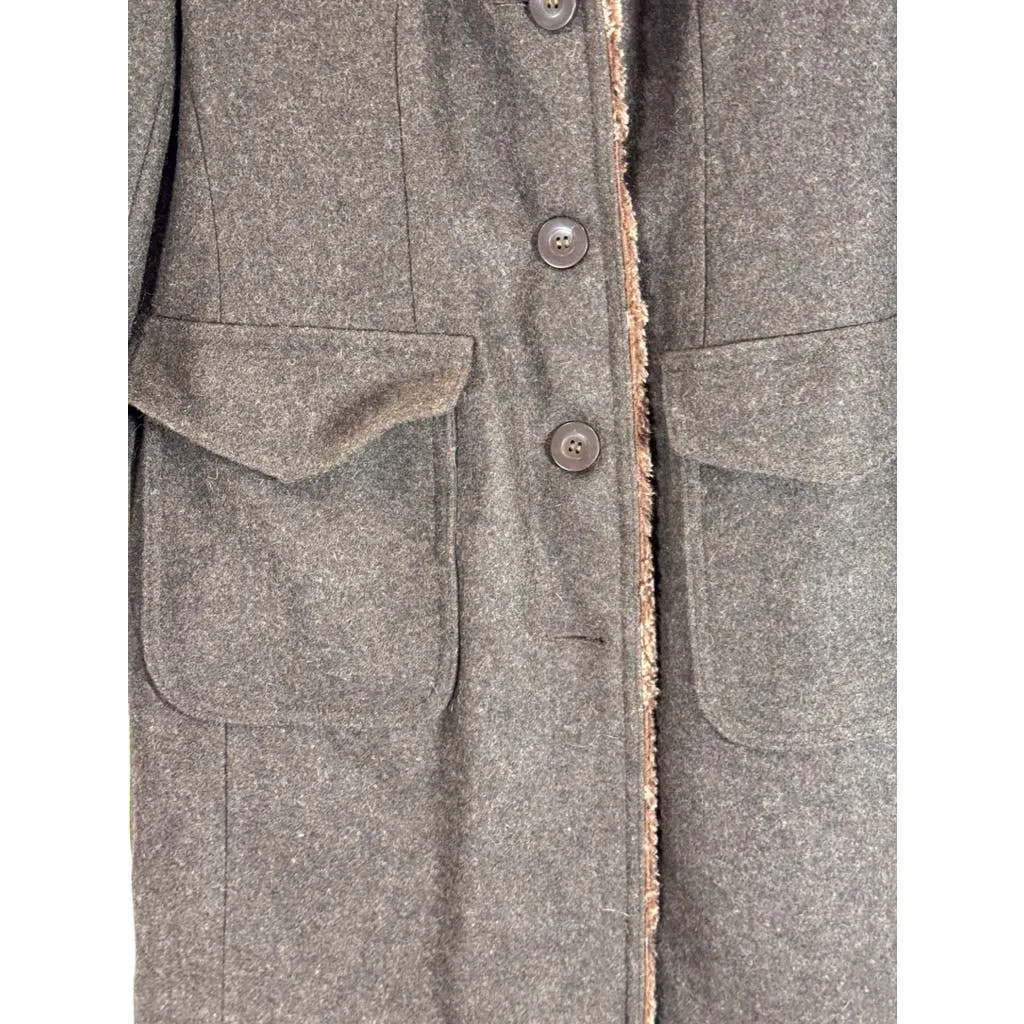 STEPHANIE MATHEWS Women's Brown Wool Sherpa Coat SZ 6 Missy