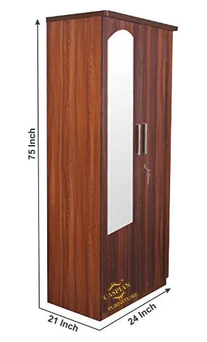 Streak Textured 2 Door Wardrobe for Bedroom with 2 Drawers and 4 Shelves | Cupboard for Home | Bedroom Wardrobes