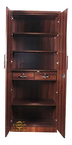 Streak Textured 2 Door Wardrobe for Bedroom with 2 Drawers and 4 Shelves | Cupboard for Home | Bedroom Wardrobes
