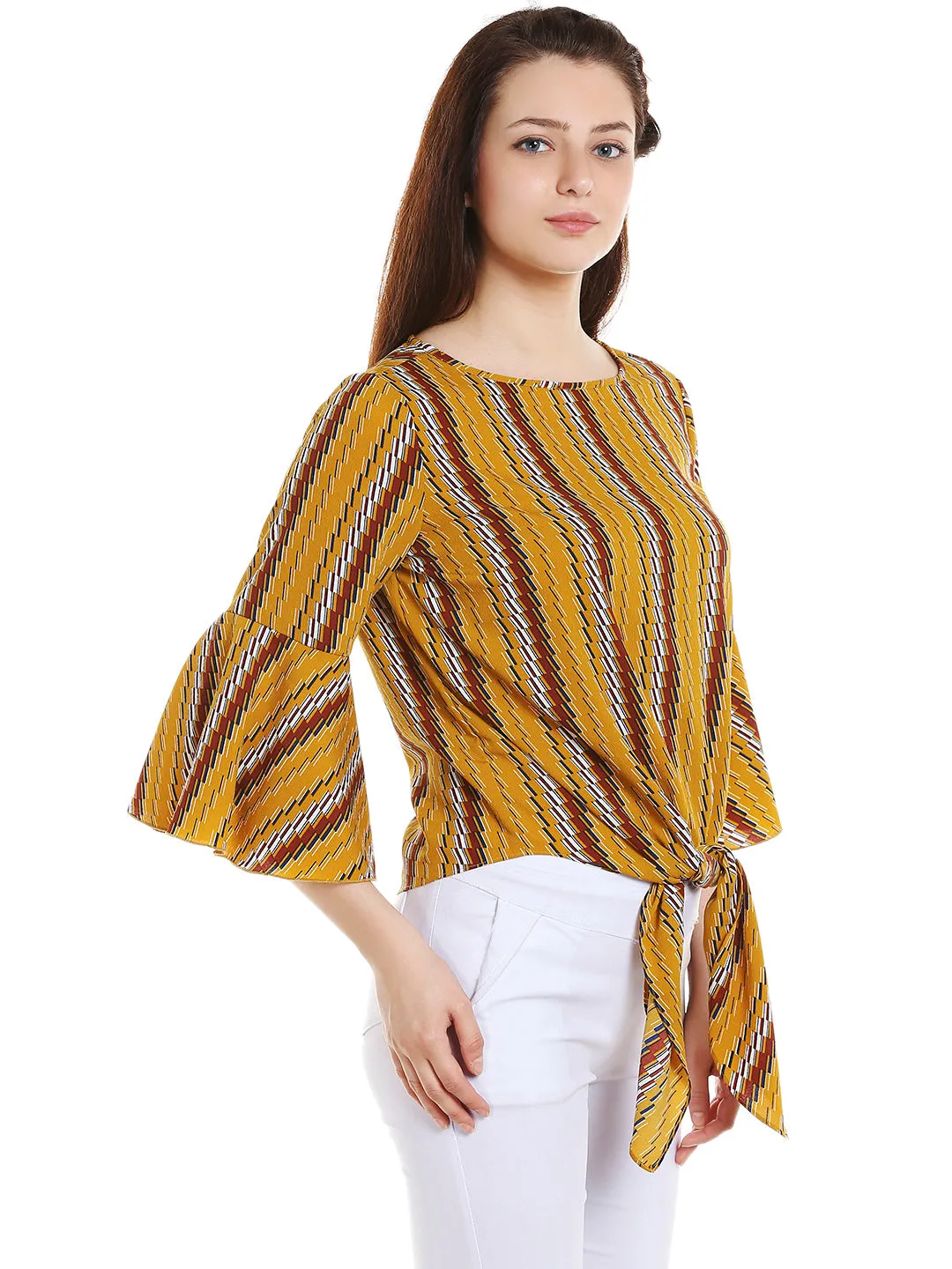 Strip Printed With Front Bow Top