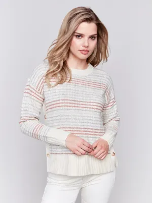 STRIPE SWEATER WITH SIDE BUTTONS