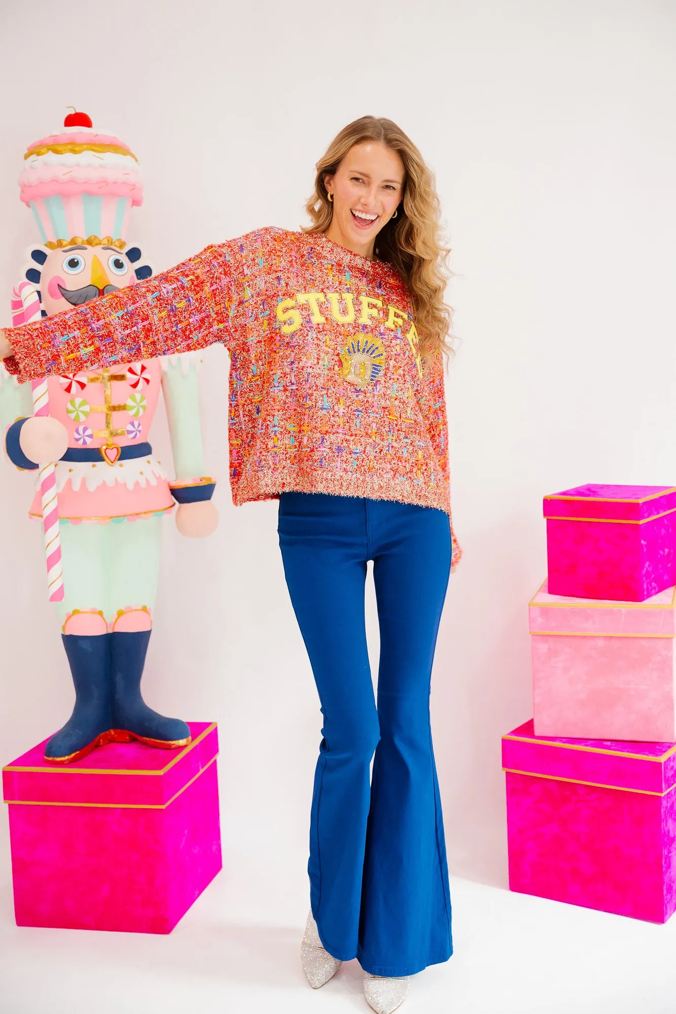 STUFFED TWEED SWEATER