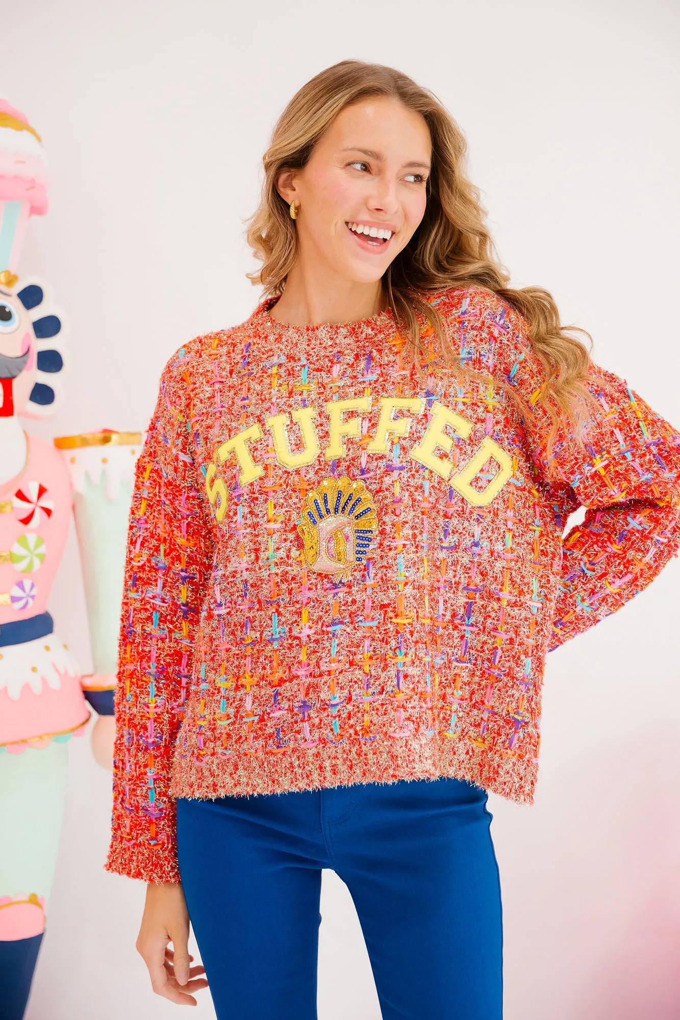 STUFFED TWEED SWEATER