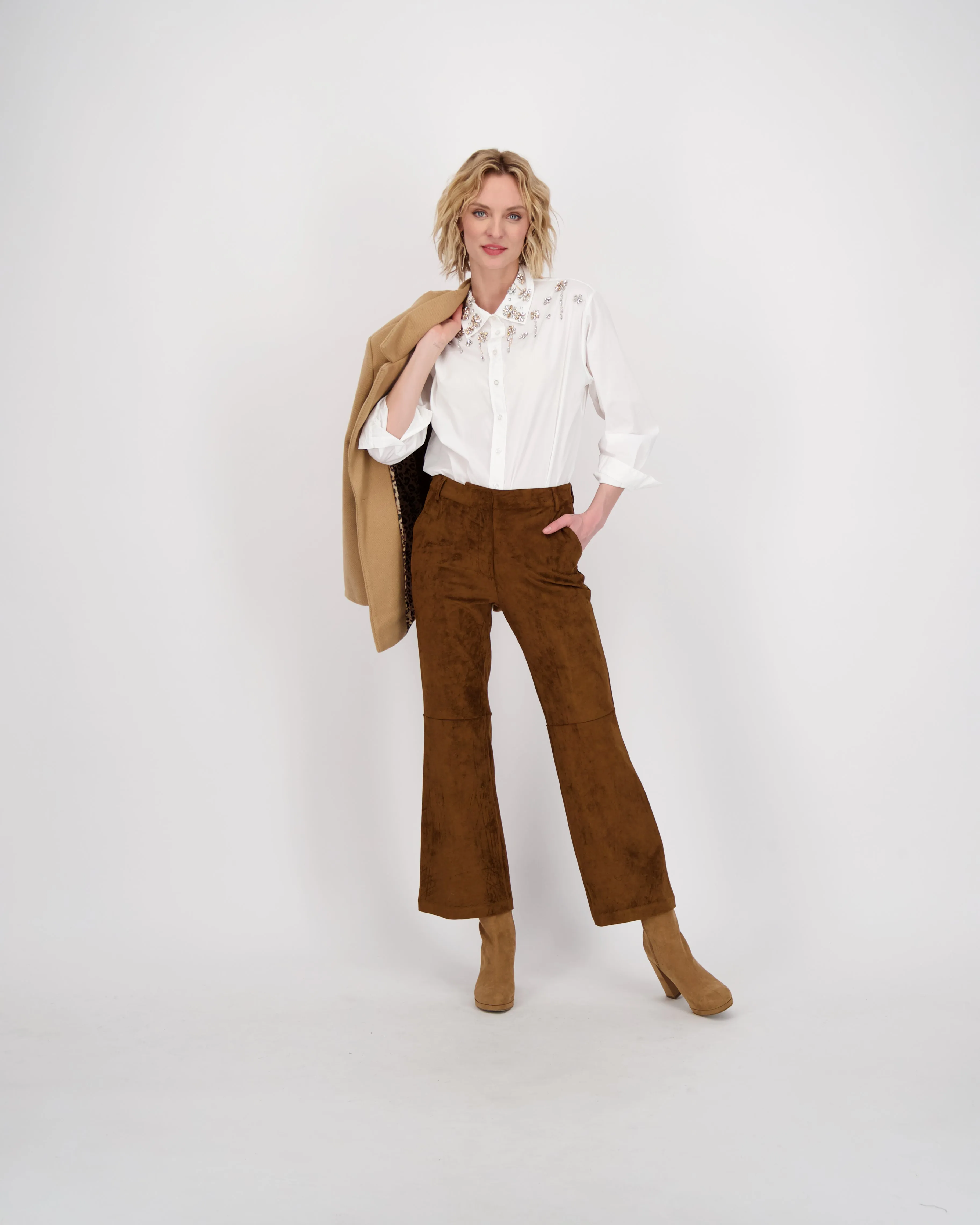 Suede Boot Cut Pant