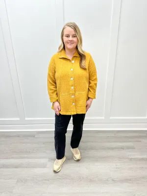 Sun Wash Jacquard Seamed Pocket Jacket - Honey