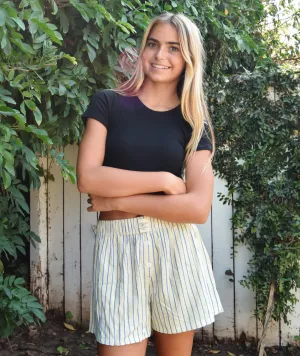 Sunkissed Coconut Juniors Saylor Yellow/Blue Striped Boxer Shorts