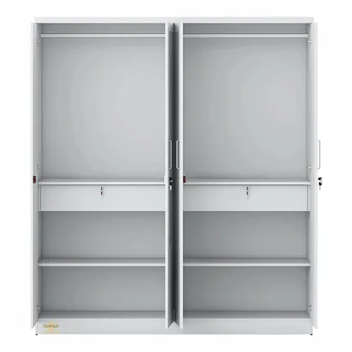 Super White 4 Door Wardrobe with 2 Mirrors|Wardrobe for 2 Persons |Drawers and Lock, 3 Shelves and Hanging Space for Clothes(60" *17*"75 inch)
