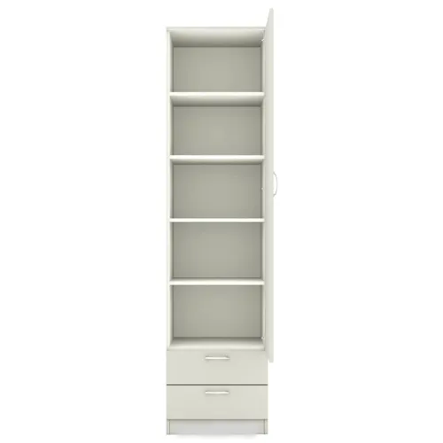 Super White Engineered Wood Single Door Wardrobe