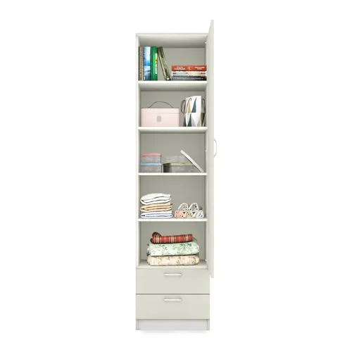 Super White Engineered Wood Single Door Wardrobe
