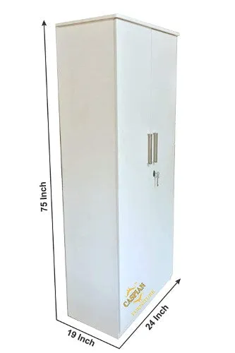 Super White Texture 2 Door Wardrobe/Cupboard with 5 Shelves and Drawer | Wardrobe for Bedroom