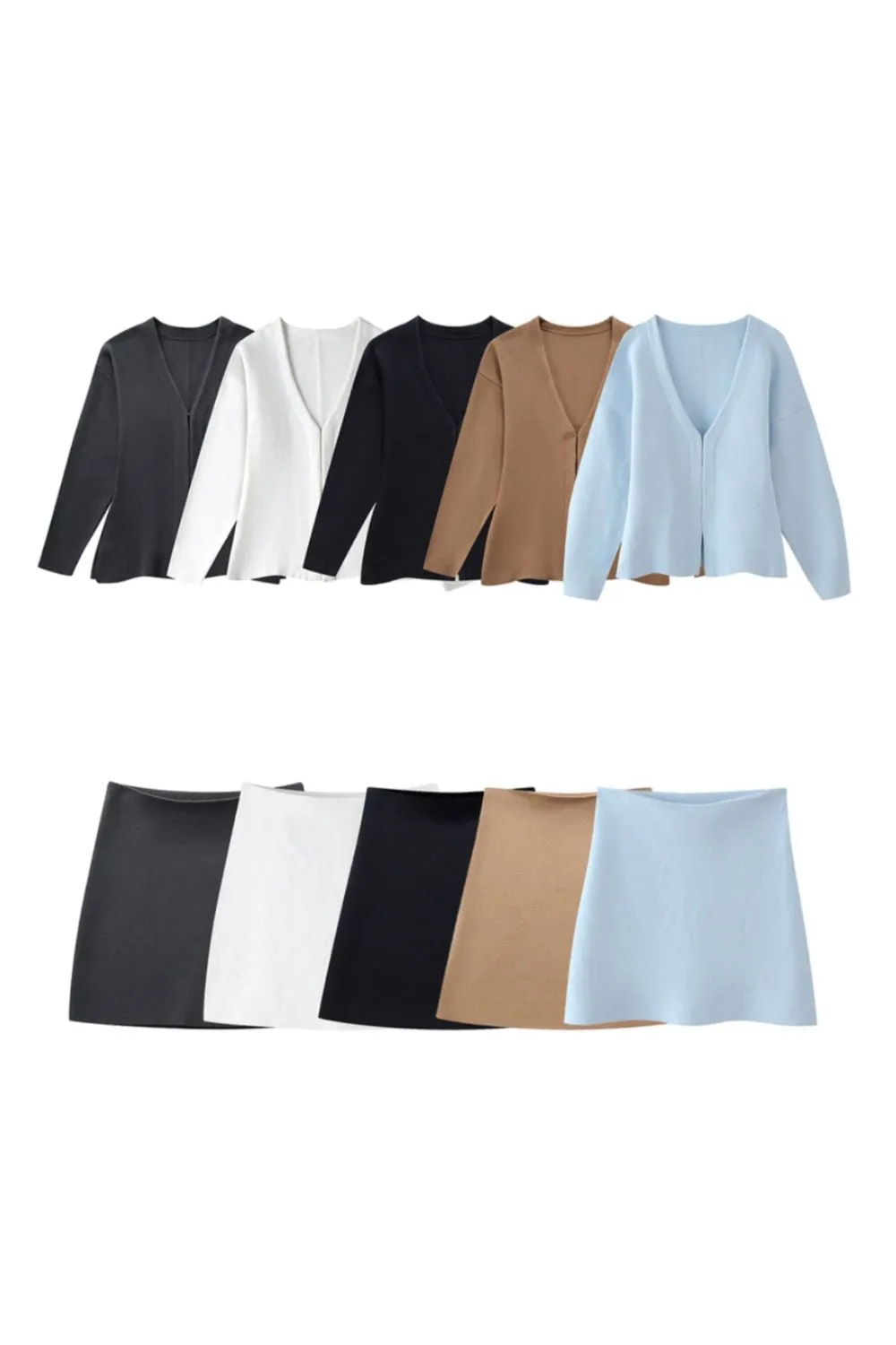 ‘Svetlana’  Oversized Sleeve Knit Jacket & Mini Skirt Set (Sold Separately)