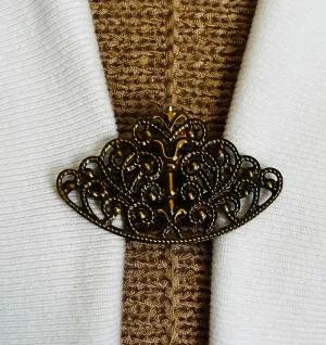 Sweater Clips Bronze Cardigan Clasp for Sweater Clip for Scarf Clip Filigree Cinch Clip Birthday Gift for Mom Gift for Her by Fabulici