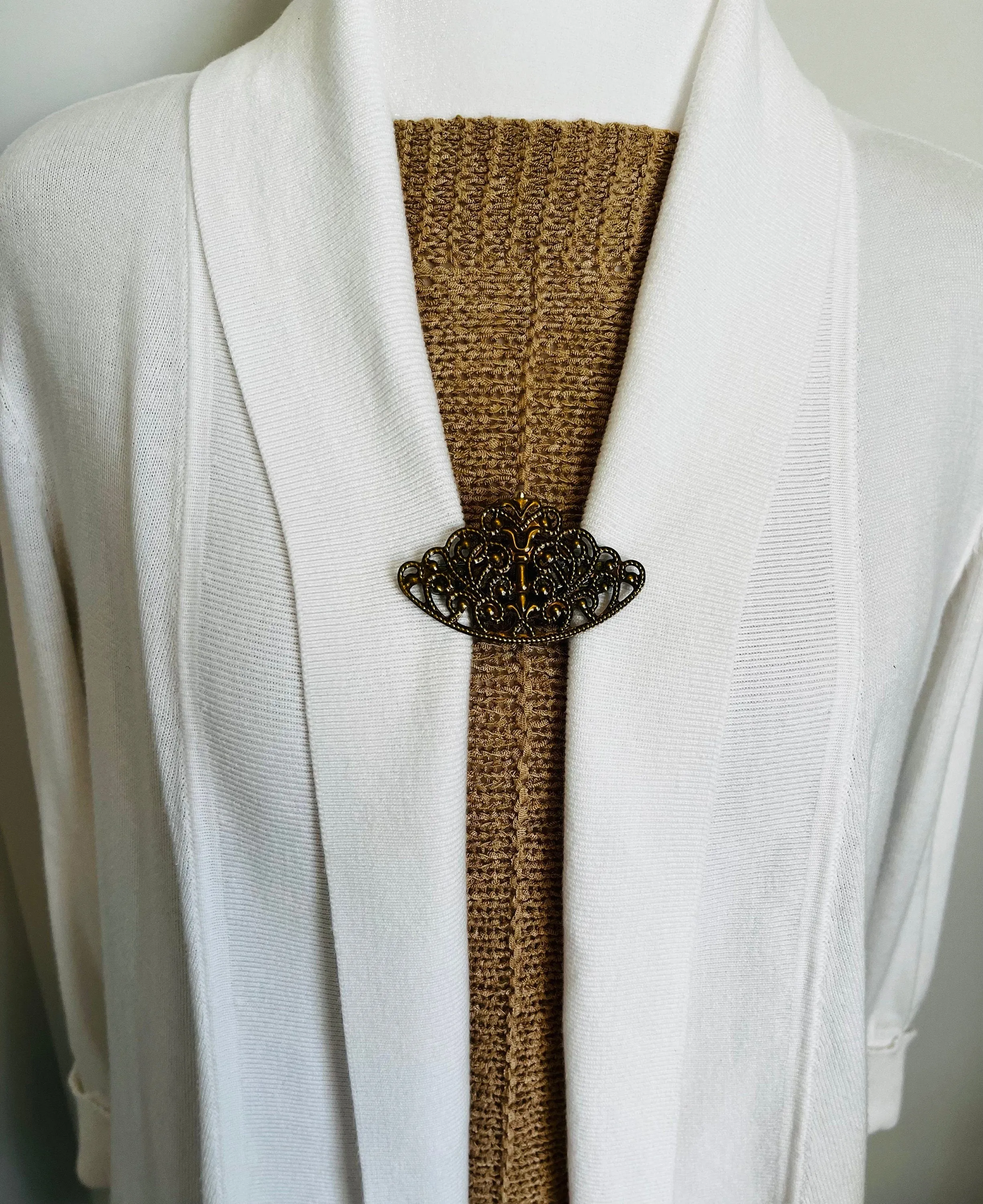 Sweater Clips Bronze Cardigan Clasp for Sweater Clip for Scarf Clip Filigree Cinch Clip Birthday Gift for Mom Gift for Her by Fabulici