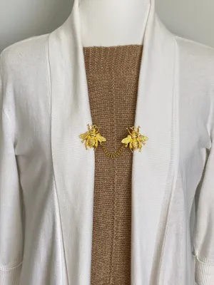 Sweater Clips Metallic Gold Bumble Bee Cardigan Sweater Clip Bee Clips Insect Gifts for Her by Fabulici