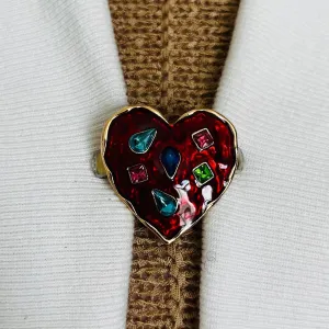 Sweater Clips Red Heart Sweater Clip Cardigan Clasp Rhinestone Cardigan Clip for Cloak Clasp Sweater Guard Jewelry Gift for Mom Gift for Her