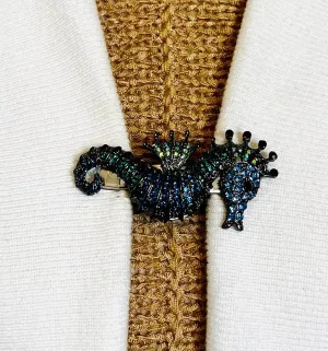 Sweater Clips Seahorse Sweater Clip Rhinestone Cardigan Clasp Sweater Guard Seahorse Brooch Jewelry Gift Birthday Gift for Her by Fabulici