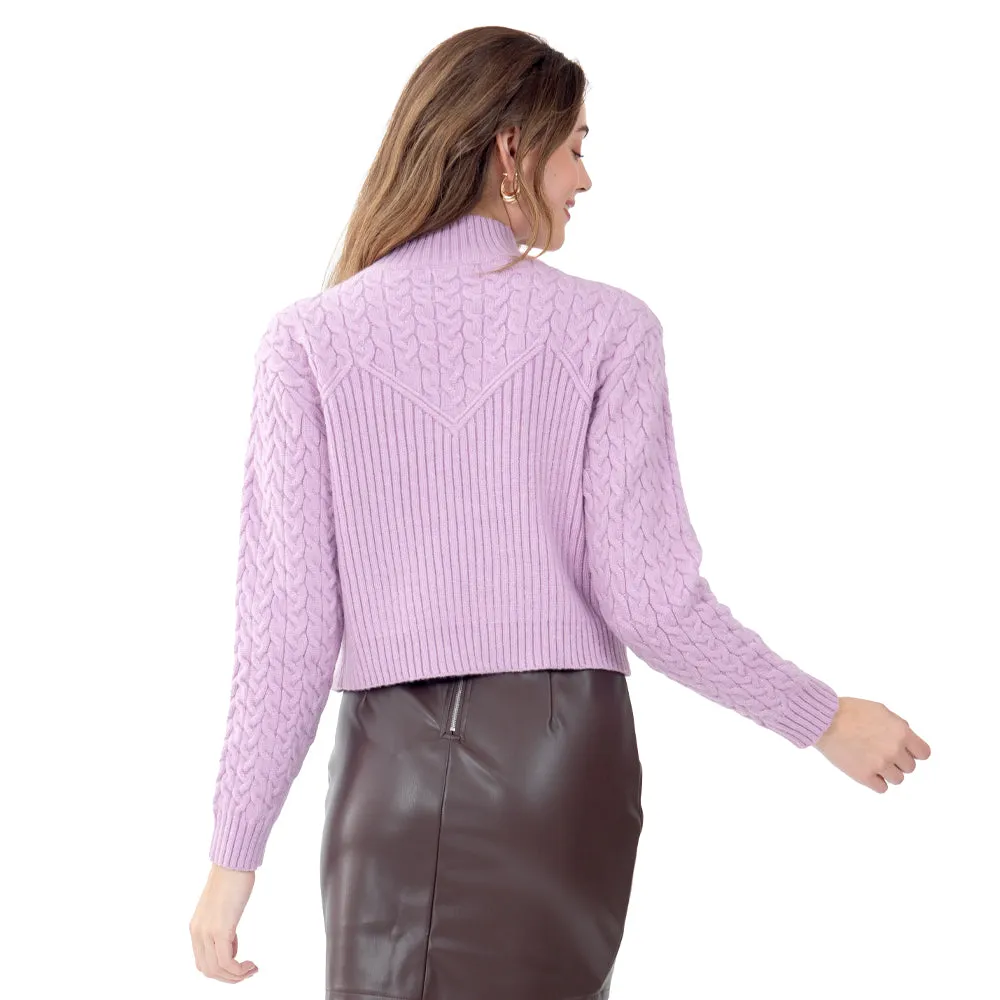 SWEATER PARA MUJER FASHION KNIT CROP WHIT BRAIDED FOREVER 21