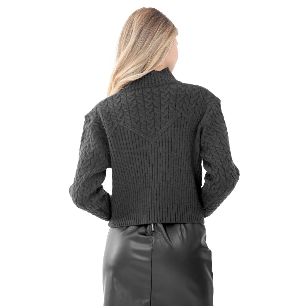 SWEATER PARA MUJER FASHION KNIT CROP WHIT BRAIDED FOREVER 21