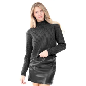 SWEATER PARA MUJER FASHION KNIT CROP WHIT BRAIDED FOREVER 21